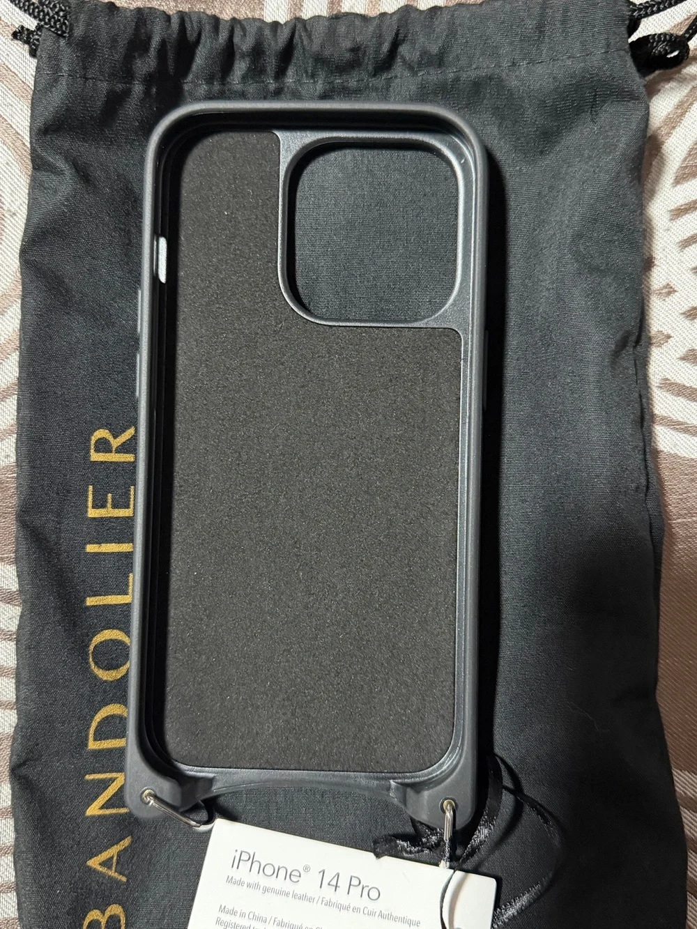 Bandolier Black Leather Card Wallet Case with Gold Logo for iPhone
